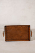 Load image into Gallery viewer, Vintage English Oak Handled Tray with Brass Details
