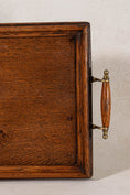 Load image into Gallery viewer, Vintage English Oak Handled Tray with Brass Details
