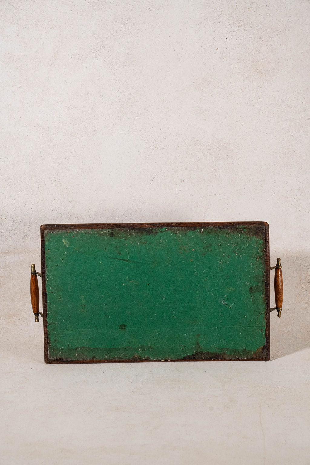 Vintage English Oak Handled Tray with Brass Details