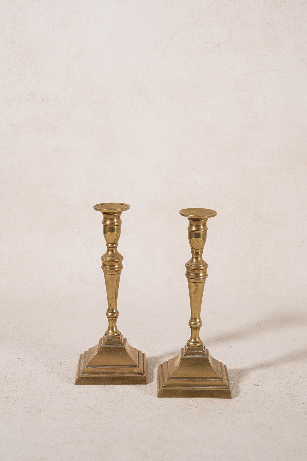 PAIR Antique English Brass Candlesticks 8"H