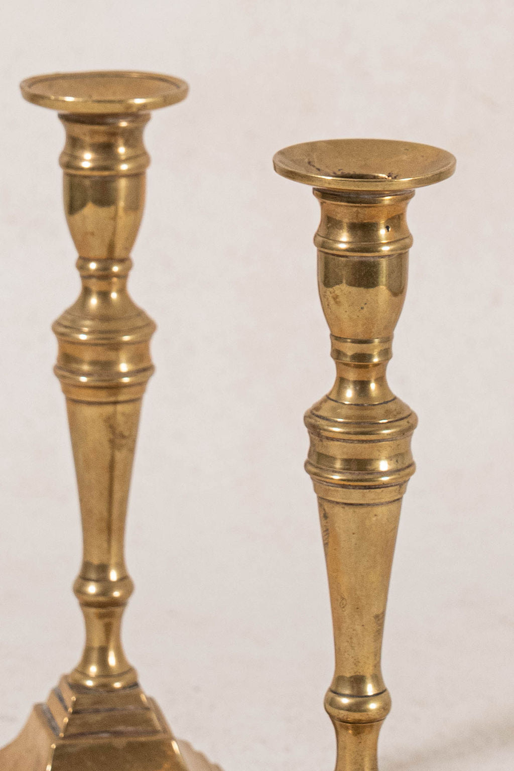 PAIR Antique English Brass Candlesticks 8"H
