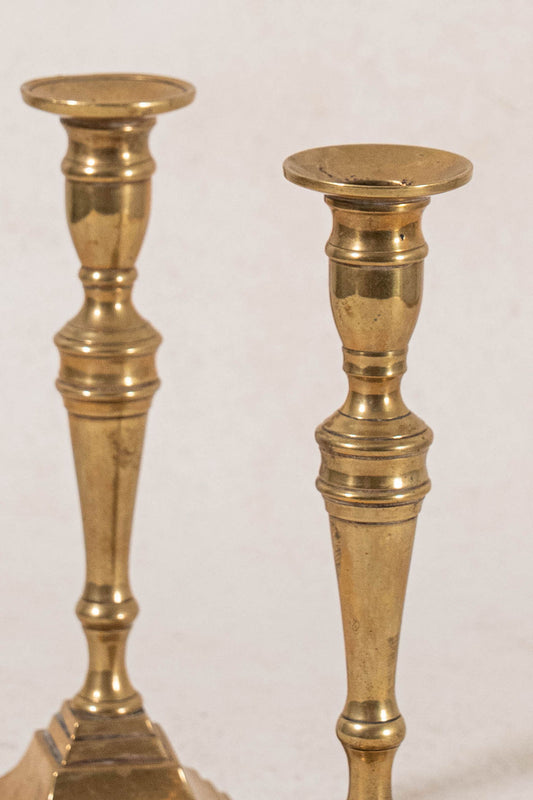 PAIR Antique English Brass Candlesticks 8"H