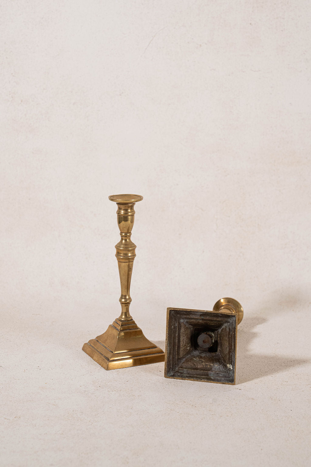 PAIR Antique English Brass Candlesticks 8"H