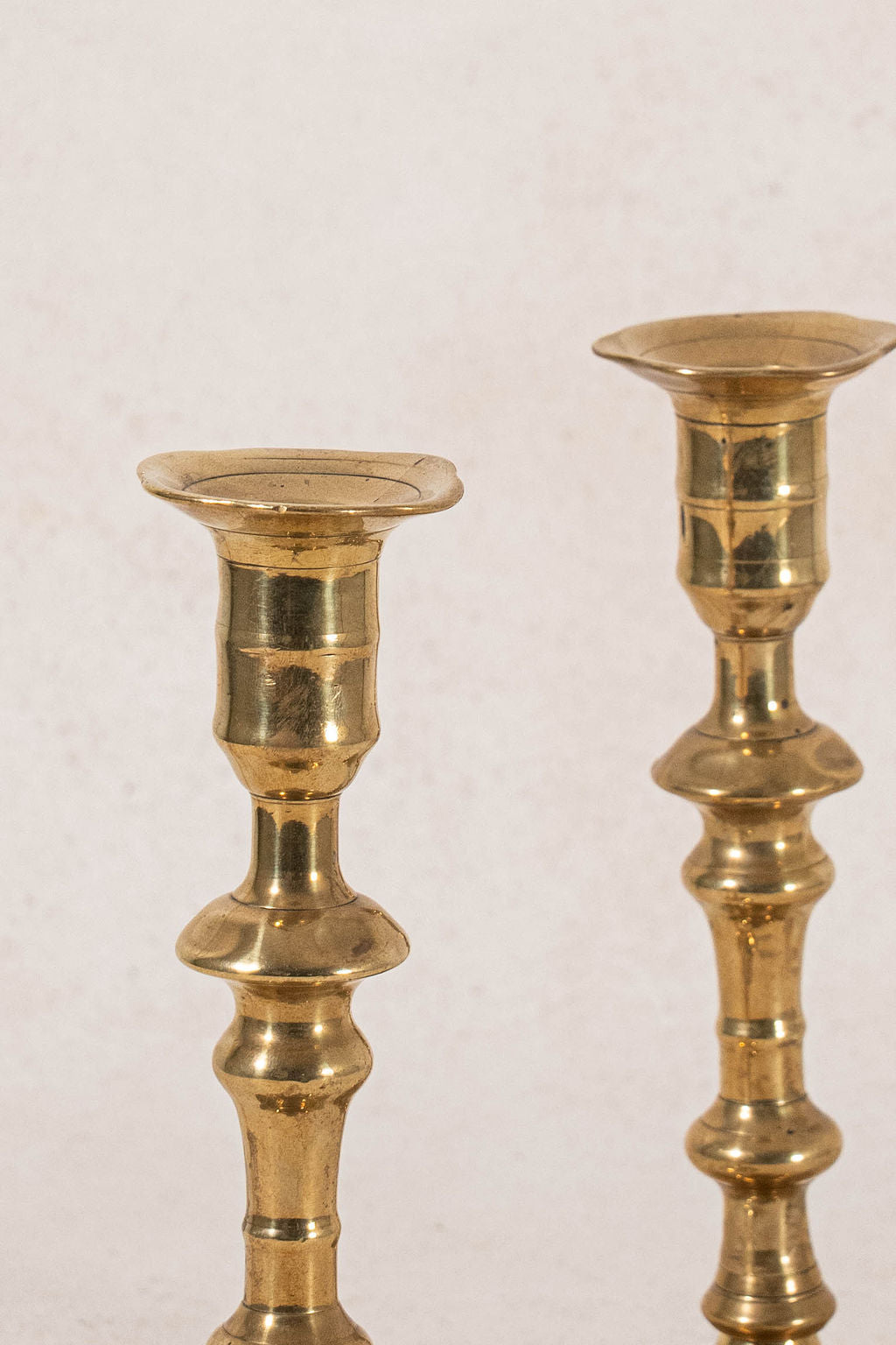 PAIR of 18th Century Petal Base Brass Candlesticks | 7.75"H