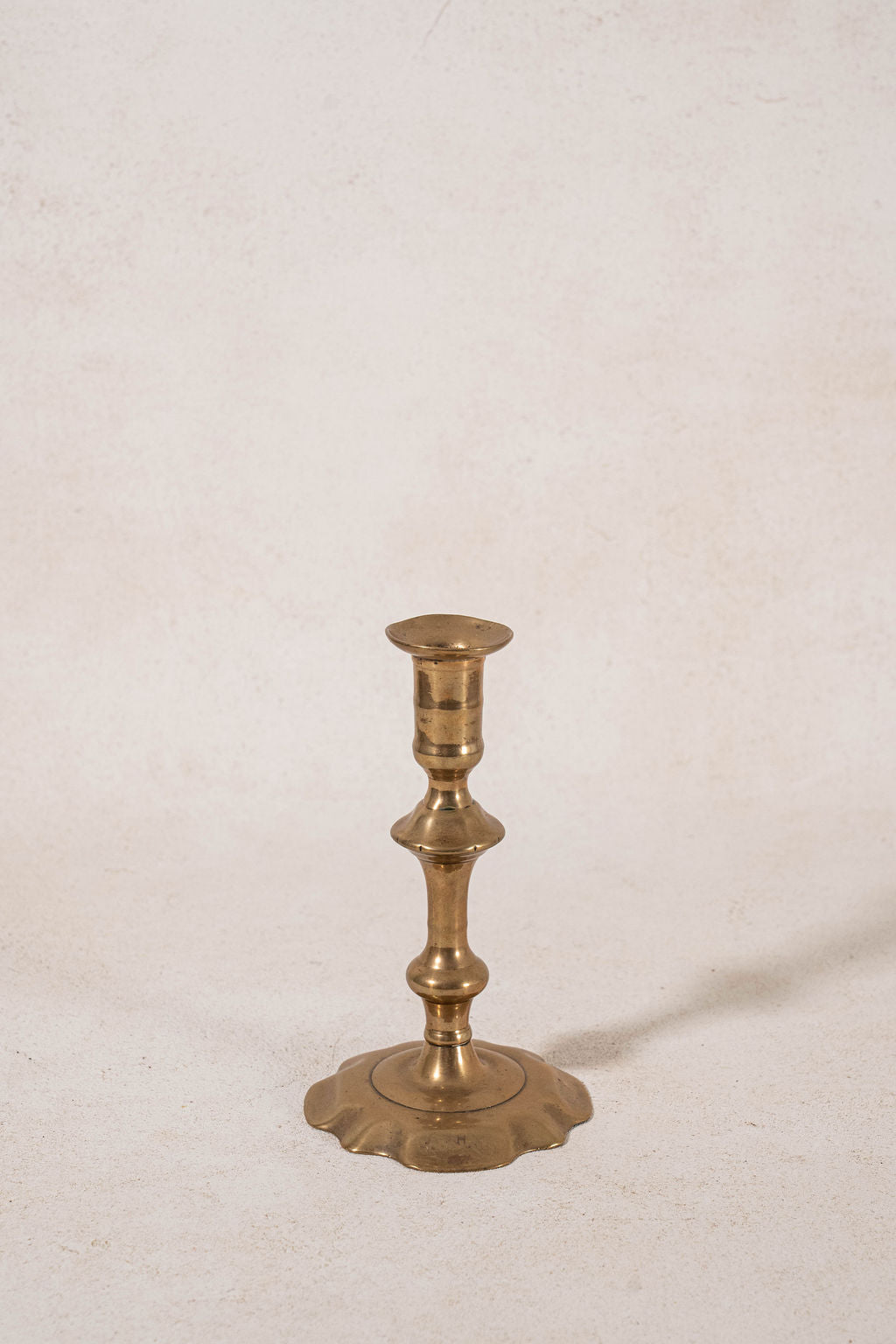 18th Century Brass Seamed Petal Base 7.75"H Candlestick