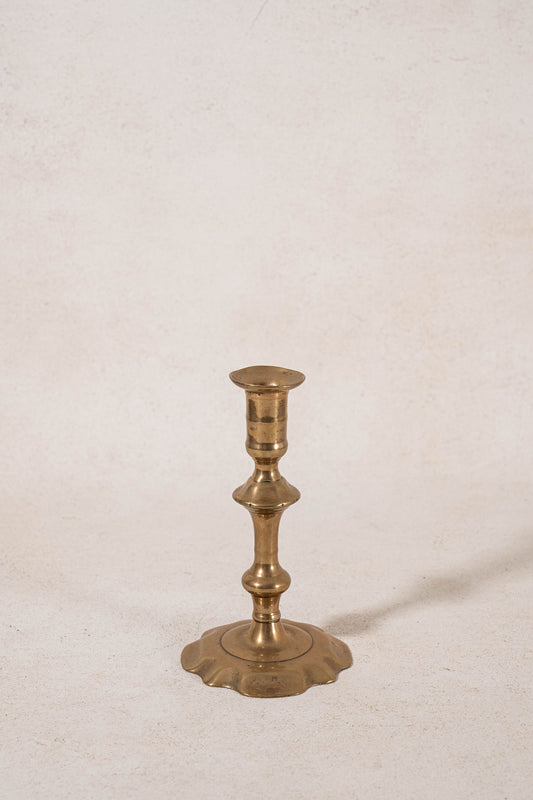 18th Century Brass Seamed Petal Base 7.75"H Candlestick