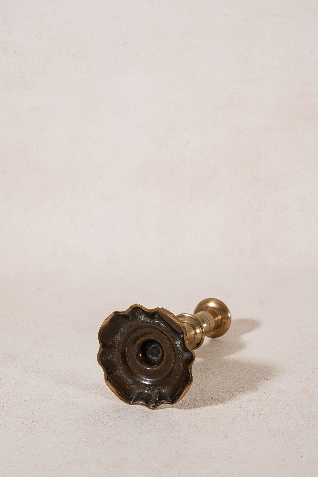 18th Century Brass Seamed Petal Base 7.75"H Candlestick