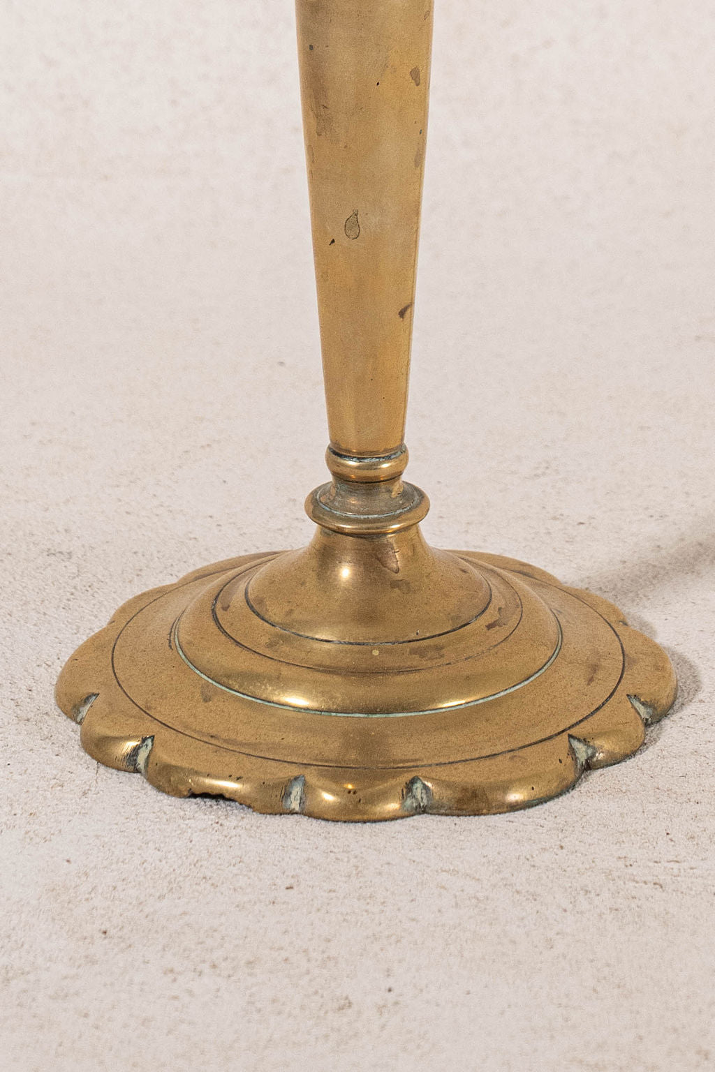 18th Century Brass Seamed Petal Base 9.5"H Candlestick