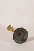 Load image into Gallery viewer, 18th Century Brass Seamed Petal Base 9.5"H Candlestick
