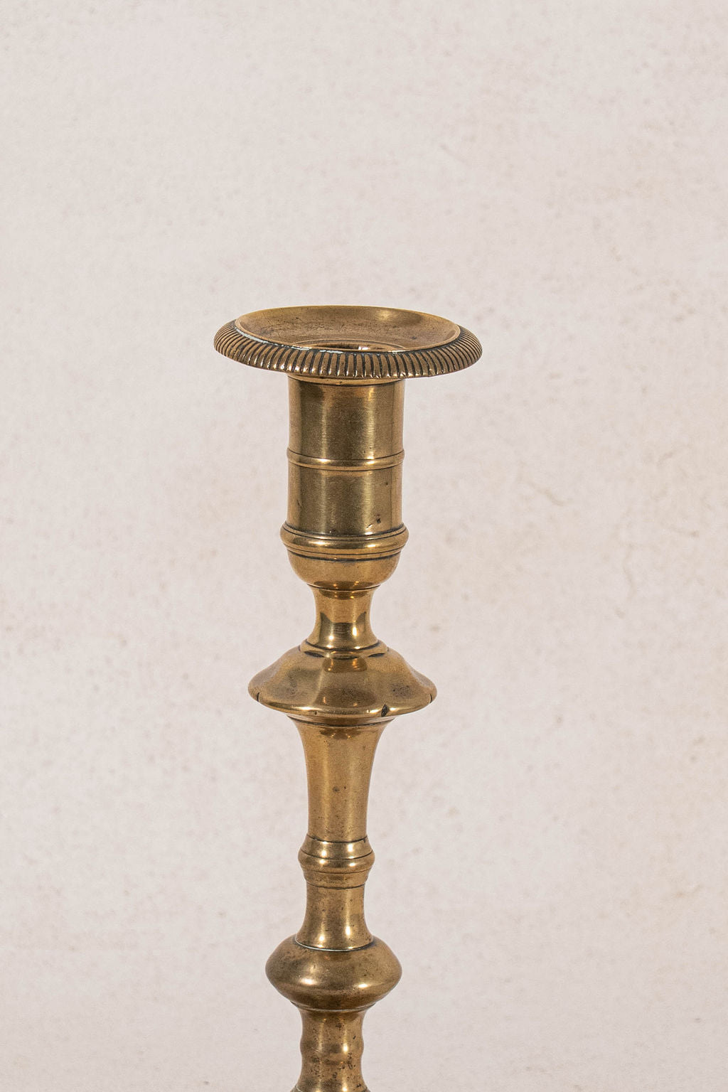 18th Century English Brass Petal Base 9.25"H Candlestick